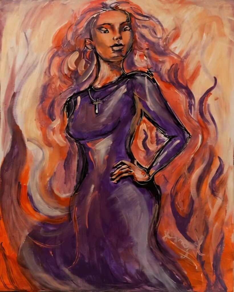 Painting the Unspoken: A Profile of Contemporary Artist Natalie Angel Faith and Fire, 2026, acrylic on canvas by artist Natalie Angel